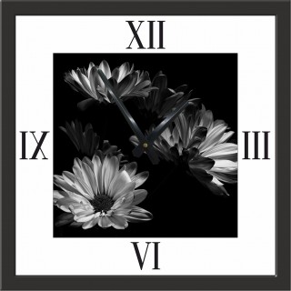 Часы с паспарту в черном багете 33х33 ЧБМ(481)